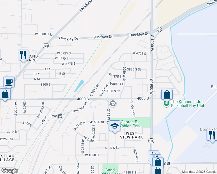 map of restaurants, bars, coffee shops, grocery stores, and more near 3928 South 2225 West in Roy