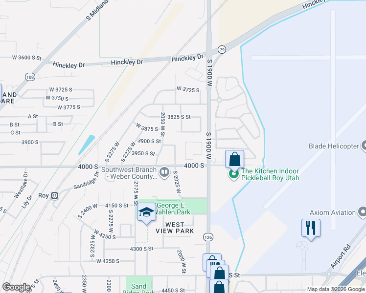 map of restaurants, bars, coffee shops, grocery stores, and more near 34 1950 West Street in Roy