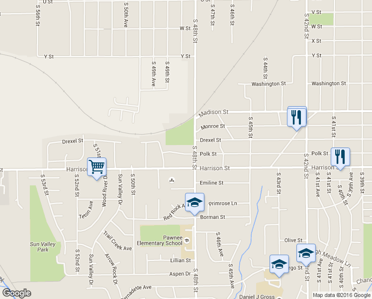 map of restaurants, bars, coffee shops, grocery stores, and more near 4821 Polk Street in Omaha