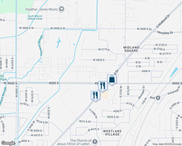 map of restaurants, bars, coffee shops, grocery stores, and more near 3931 South 2950 West in West Haven