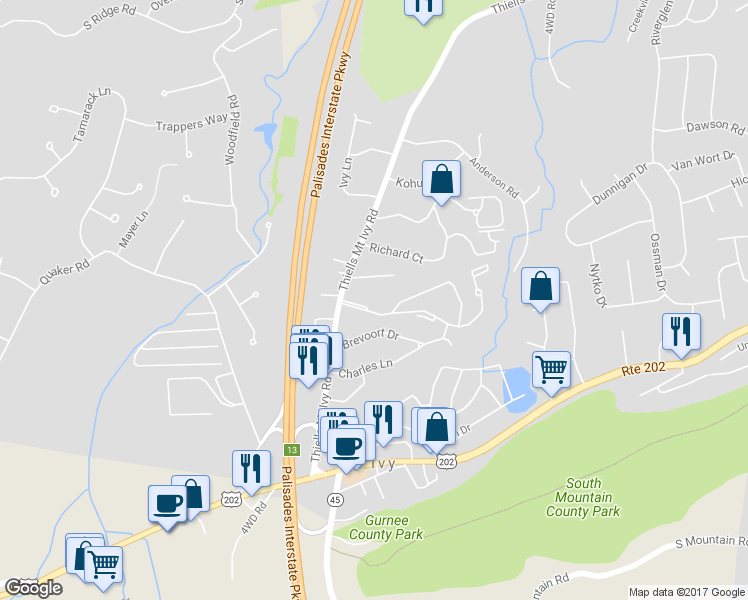 map of restaurants, bars, coffee shops, grocery stores, and more near 69 Country Club Lane in Pomona