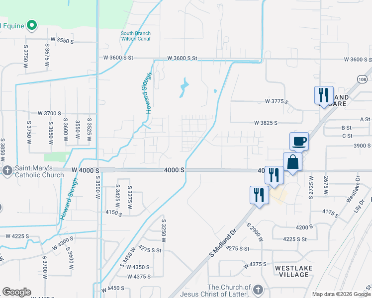 map of restaurants, bars, coffee shops, grocery stores, and more near 3229 West 3855 South in West Haven