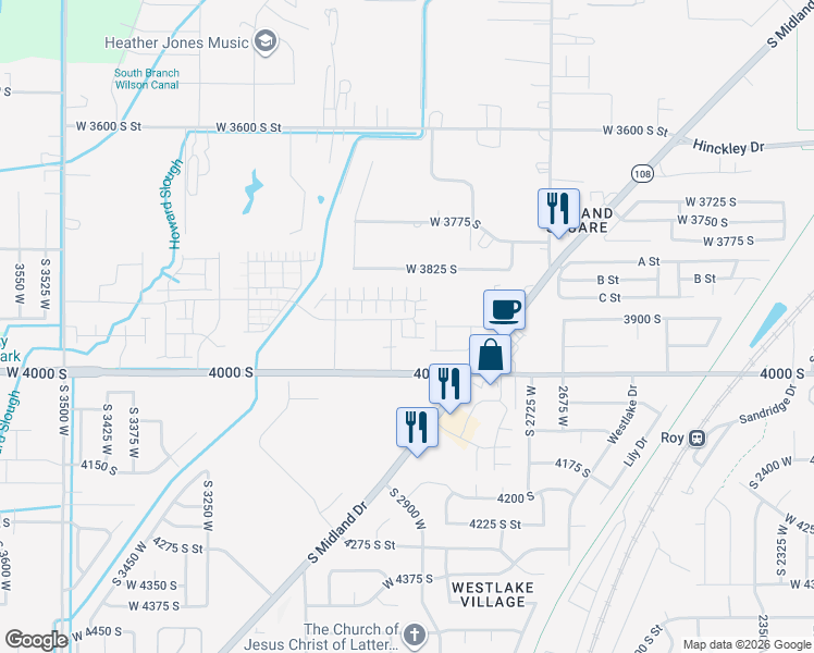 map of restaurants, bars, coffee shops, grocery stores, and more near 3922 South 2950 West in West Haven