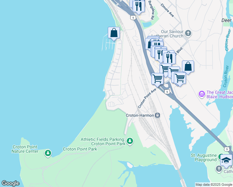 map of restaurants, bars, coffee shops, grocery stores, and more near 1201 Half Moon Bay Drive in Croton-on-Hudson