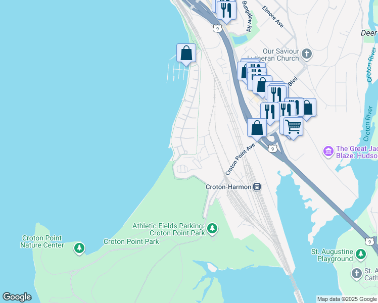 map of restaurants, bars, coffee shops, grocery stores, and more near 1201 Half Moon Bay Drive in Croton-on-Hudson
