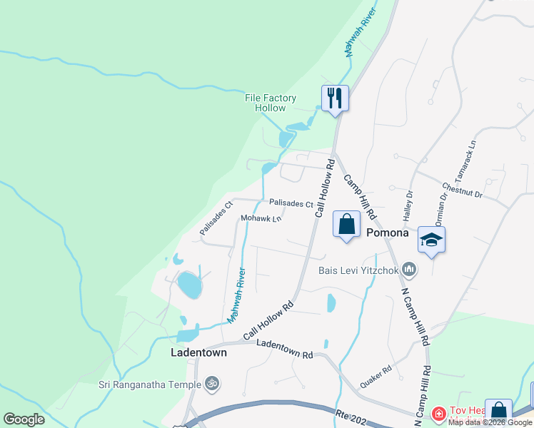 map of restaurants, bars, coffee shops, grocery stores, and more near 14 Mohawk Lane in Pomona