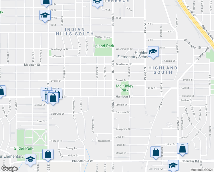 map of restaurants, bars, coffee shops, grocery stores, and more near 6808 South 30th Street in Omaha