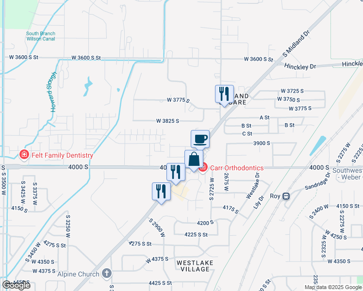 map of restaurants, bars, coffee shops, grocery stores, and more near 31 South 2825 West in West Haven