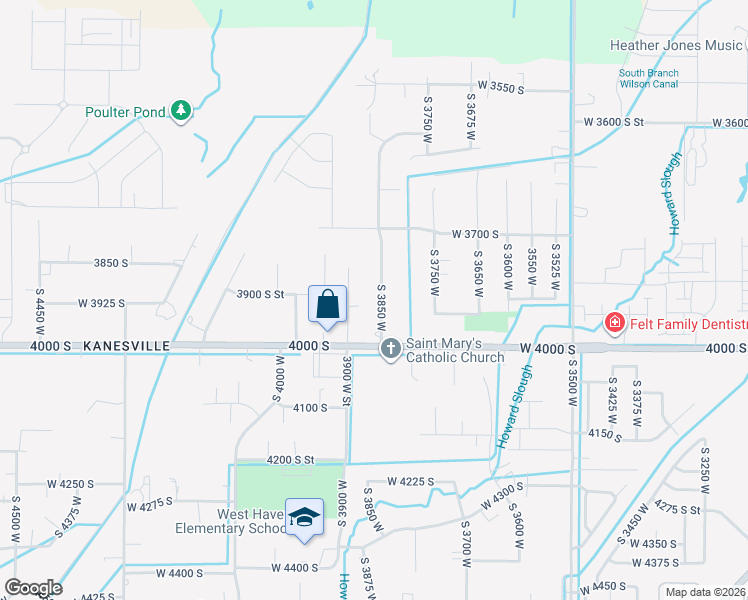 map of restaurants, bars, coffee shops, grocery stores, and more near 3917 South 3850 West in West Haven