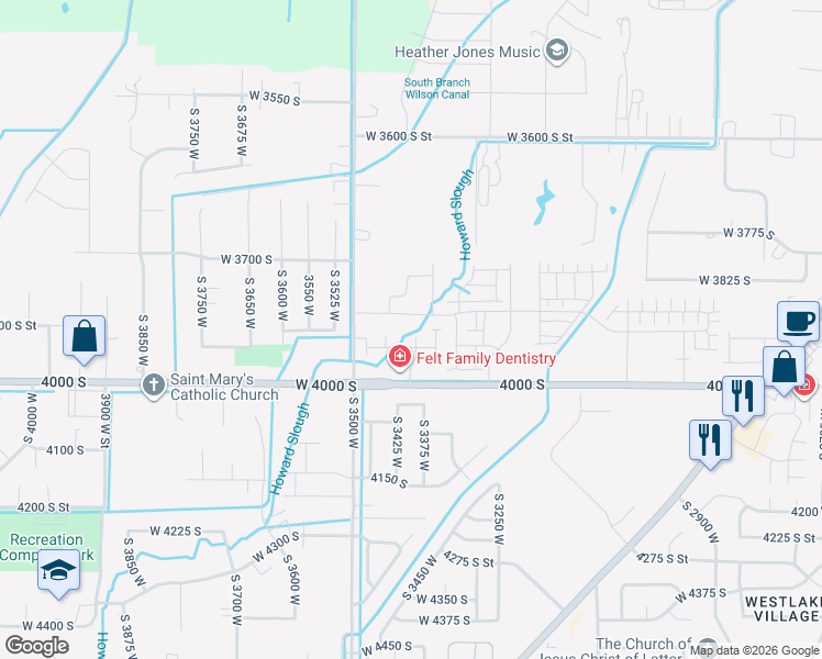 map of restaurants, bars, coffee shops, grocery stores, and more near 3420 3800 South in West Haven