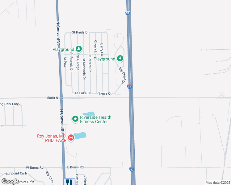 map of restaurants, bars, coffee shops, grocery stores, and more near 10 Big Chief Drive in Bourbonnais