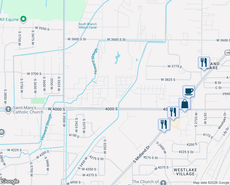 map of restaurants, bars, coffee shops, grocery stores, and more near 3835 South 3250 West in West Haven