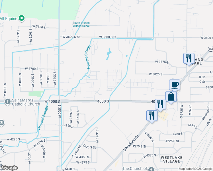 map of restaurants, bars, coffee shops, grocery stores, and more near 3829 South 3250 West in West Haven