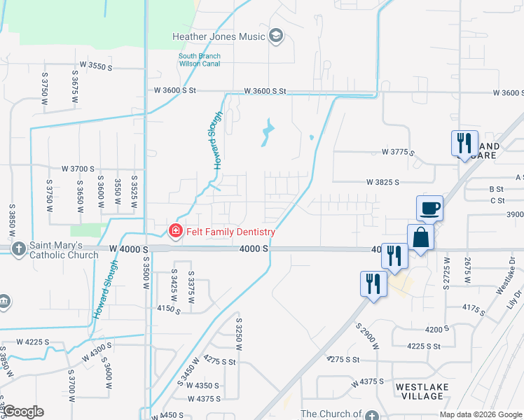 map of restaurants, bars, coffee shops, grocery stores, and more near 3829 South 3250 West in West Haven