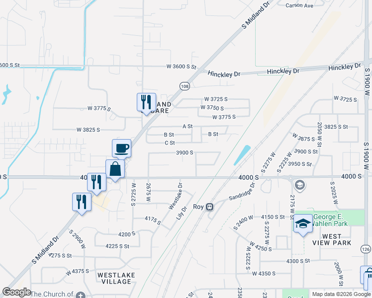 map of restaurants, bars, coffee shops, grocery stores, and more near c53 C Street in Roy