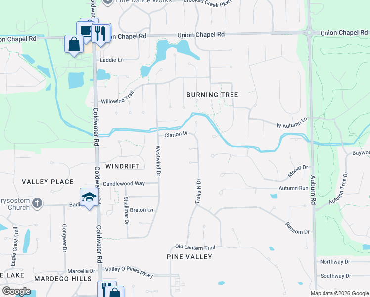 map of restaurants, bars, coffee shops, grocery stores, and more near 1409 Jewel Ct in Fort Wayne