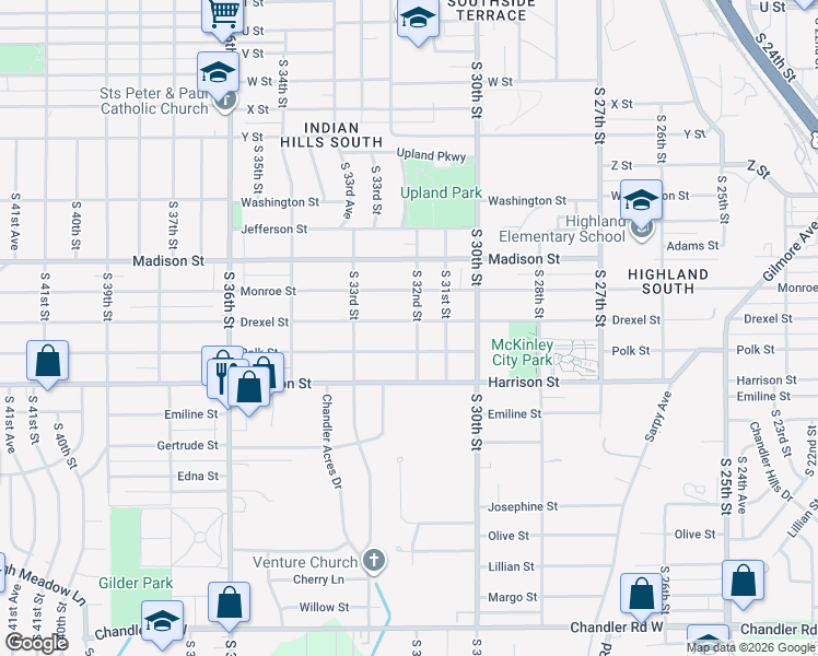 map of restaurants, bars, coffee shops, grocery stores, and more near 3220 Drexel Street in Omaha