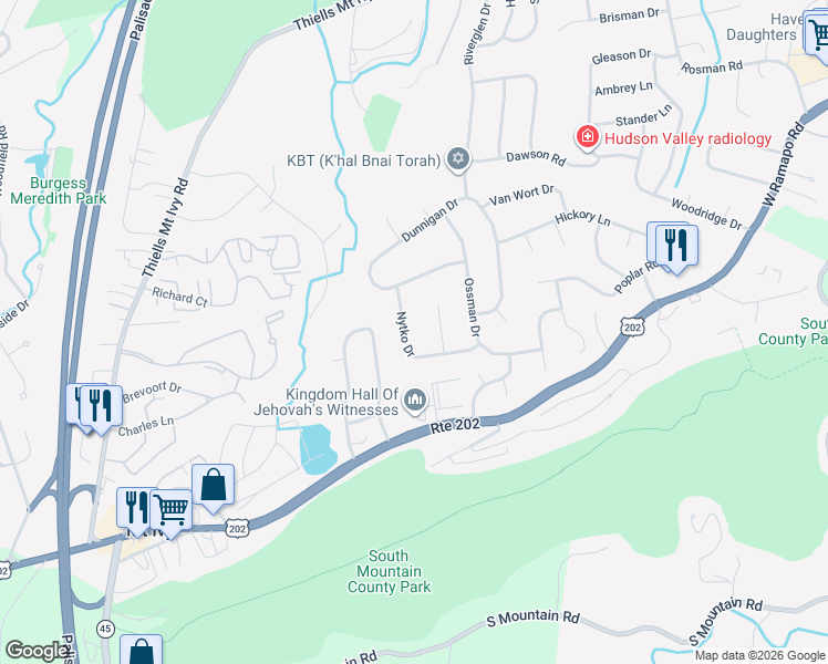 map of restaurants, bars, coffee shops, grocery stores, and more near 18 Nytko Drive in Pomona