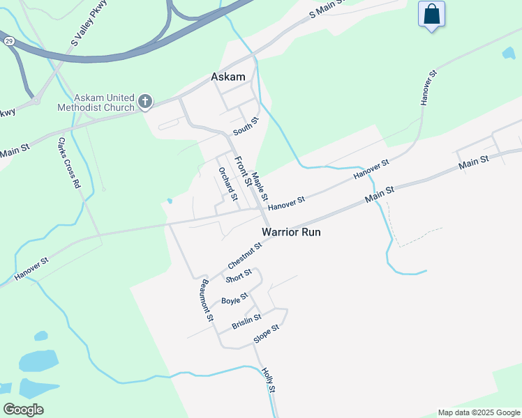 map of restaurants, bars, coffee shops, grocery stores, and more near Hanover Street in WLKS BARR Township