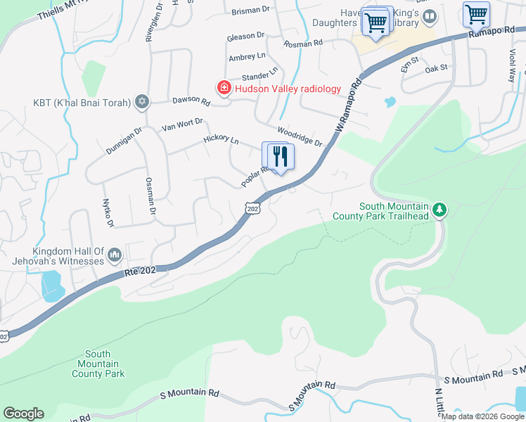 map of restaurants, bars, coffee shops, grocery stores, and more near 1 Crystal Hill Drive in Pomona