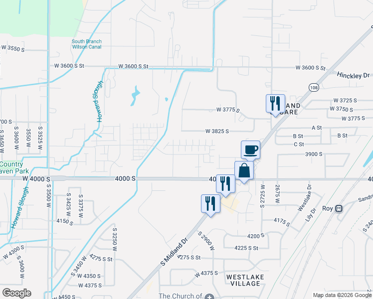 map of restaurants, bars, coffee shops, grocery stores, and more near 3890 South 3010 West in West Haven