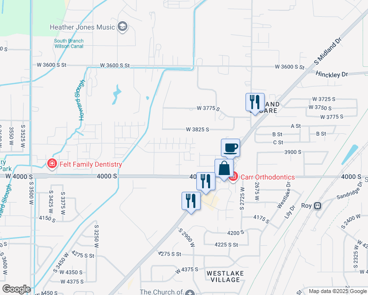 map of restaurants, bars, coffee shops, grocery stores, and more near 3891 South 2940 West in West Haven