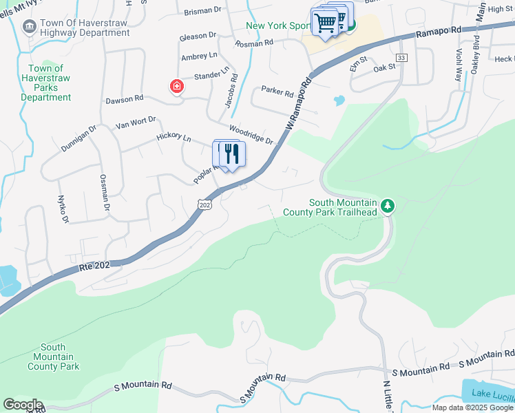 map of restaurants, bars, coffee shops, grocery stores, and more near 9 Highview Way in Pomona