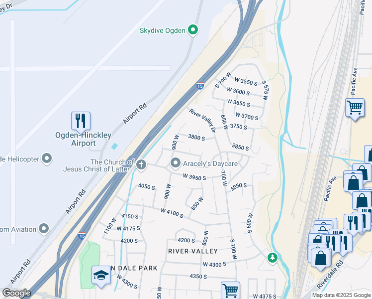 map of restaurants, bars, coffee shops, grocery stores, and more near 4055 South 850 West in Riverdale