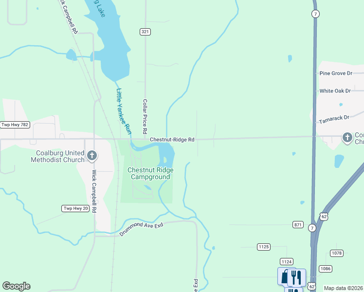map of restaurants, bars, coffee shops, grocery stores, and more near 6610 Chestnut-Ridge Road in Hubbard