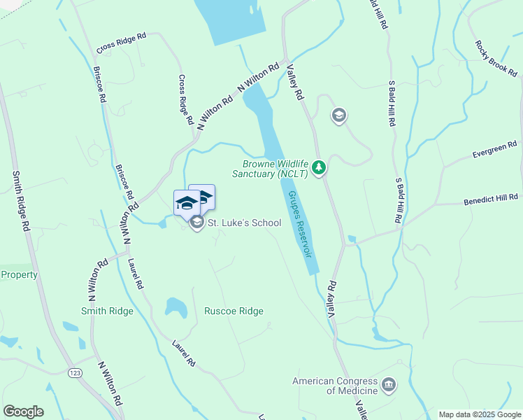 map of restaurants, bars, coffee shops, grocery stores, and more near 195 Deep Valley Road in New Canaan