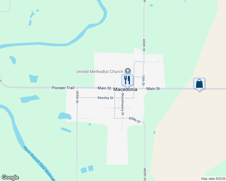 map of restaurants, bars, coffee shops, grocery stores, and more near 506 Main Street in Macedonia