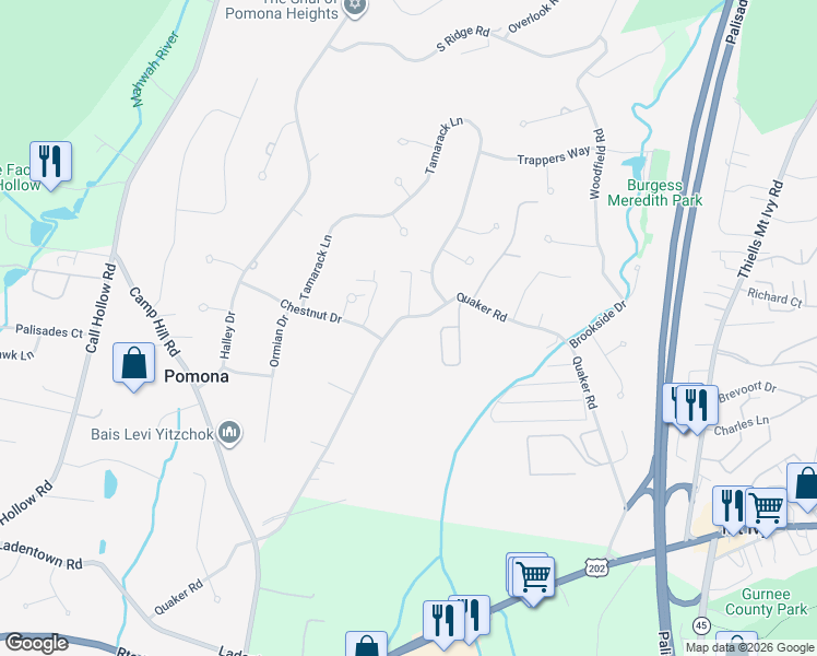 map of restaurants, bars, coffee shops, grocery stores, and more near 255 Quaker Road in Pomona