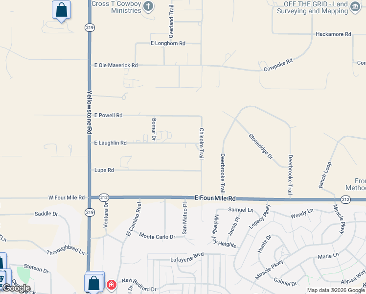 map of restaurants, bars, coffee shops, grocery stores, and more near 610 East Laughlin Road in Cheyenne