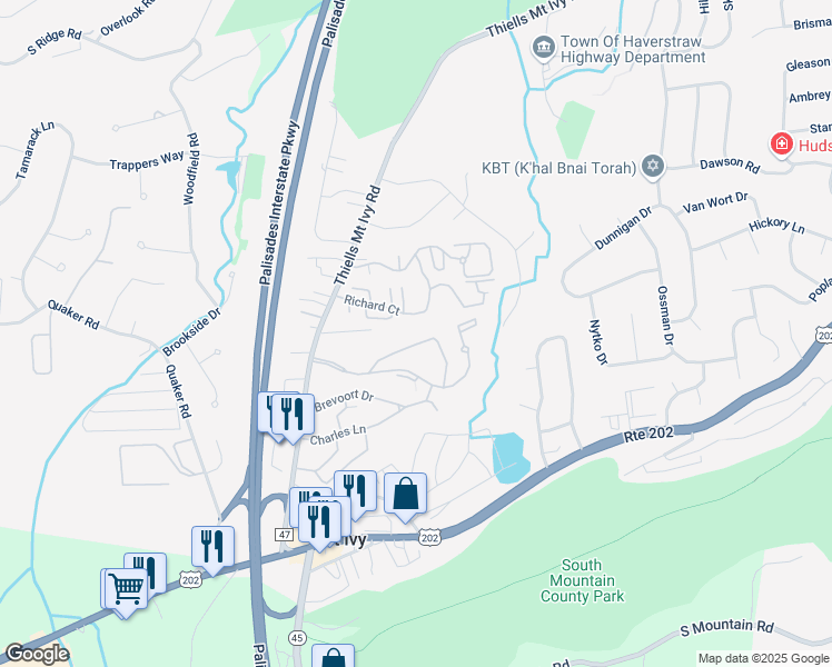 map of restaurants, bars, coffee shops, grocery stores, and more near 160 Country Club Lane in Pomona