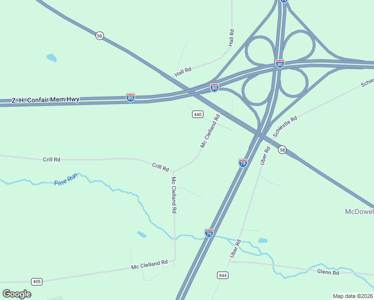 map of restaurants, bars, coffee shops, grocery stores, and more near 347 Mc Clelland Road in Mercer
