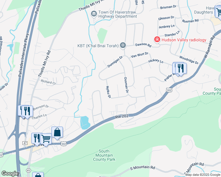 map of restaurants, bars, coffee shops, grocery stores, and more near 18 Nytko Drive in Pomona