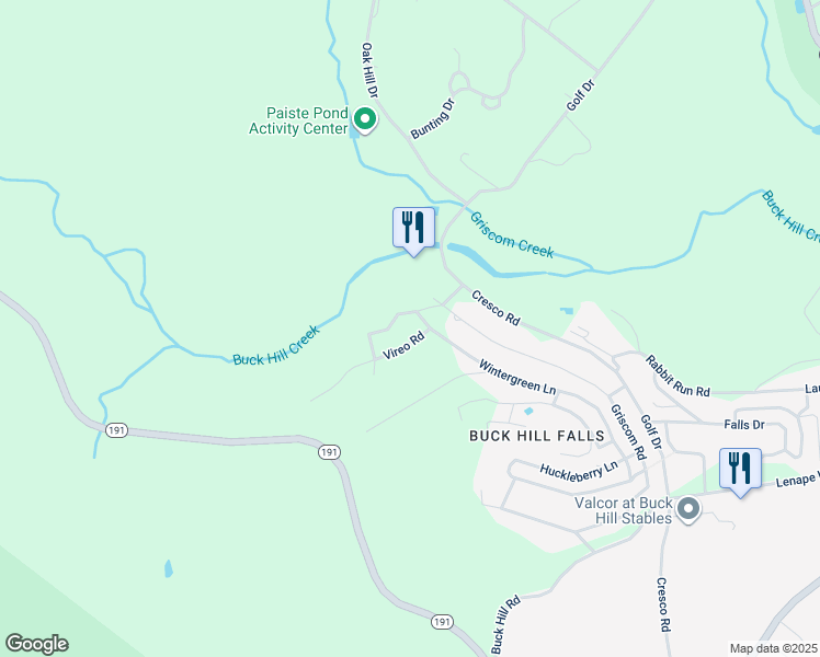 map of restaurants, bars, coffee shops, grocery stores, and more near 104 Vireo Road in Cresco