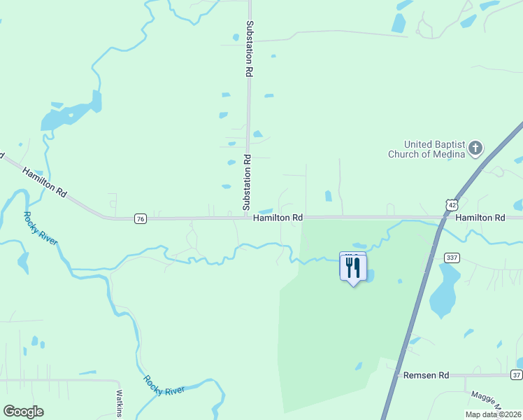 map of restaurants, bars, coffee shops, grocery stores, and more near 3001 Substation Road in Medina
