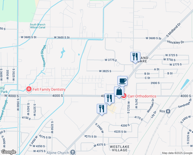 map of restaurants, bars, coffee shops, grocery stores, and more near 3866 South 2970 West in West Haven