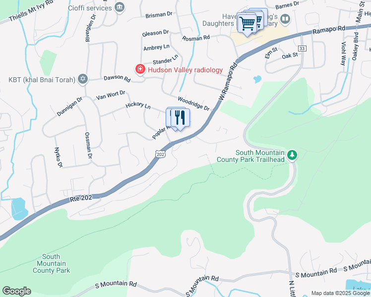 map of restaurants, bars, coffee shops, grocery stores, and more near 2106 Hillside Terrace in Pomona