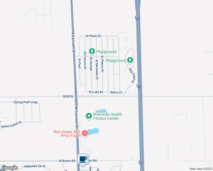 map of restaurants, bars, coffee shops, grocery stores, and more near 12 Cherry Lane in Bourbonnais