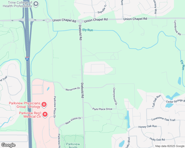 map of restaurants, bars, coffee shops, grocery stores, and more near 4048 Frost Grass Drive in Fort Wayne