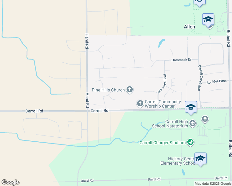 map of restaurants, bars, coffee shops, grocery stores, and more near 4806 Carroll Road in Fort Wayne