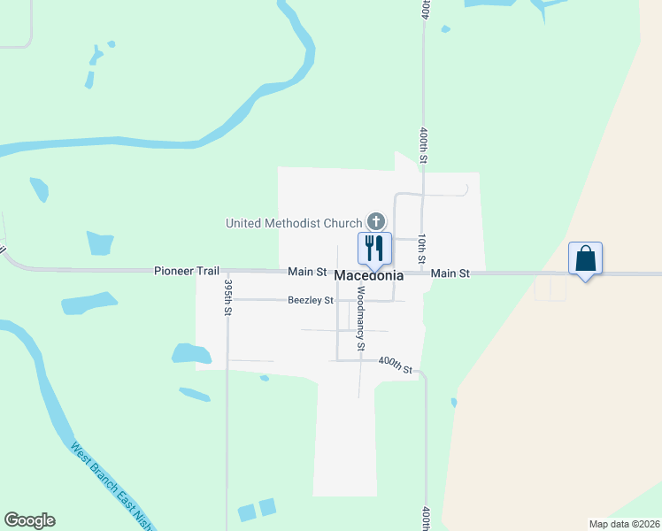 map of restaurants, bars, coffee shops, grocery stores, and more near 506 Main Street in Macedonia