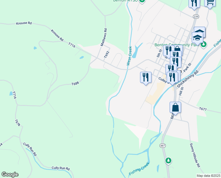 map of restaurants, bars, coffee shops, grocery stores, and more near 17 Distillery Hill Road in Benton