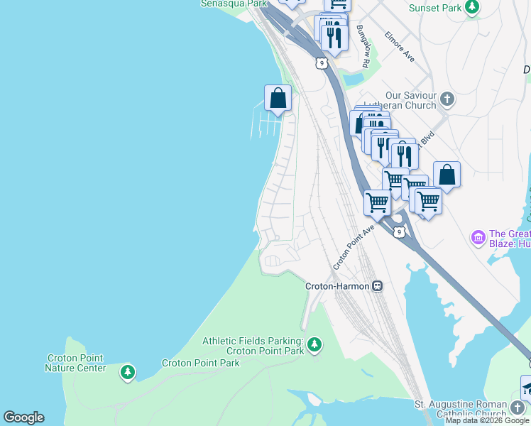 map of restaurants, bars, coffee shops, grocery stores, and more near 810 Half Moon Bay Drive in Croton-on-Hudson