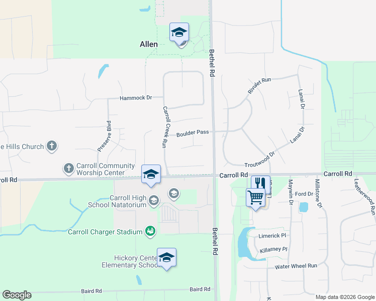 map of restaurants, bars, coffee shops, grocery stores, and more near 3617 Charger Court in Fort Wayne