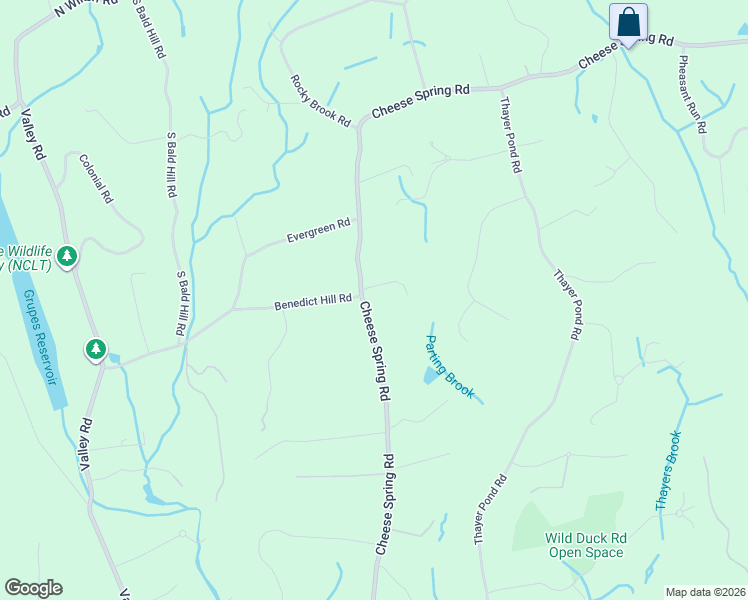 map of restaurants, bars, coffee shops, grocery stores, and more near 653 Cheese Spring Road in New Canaan