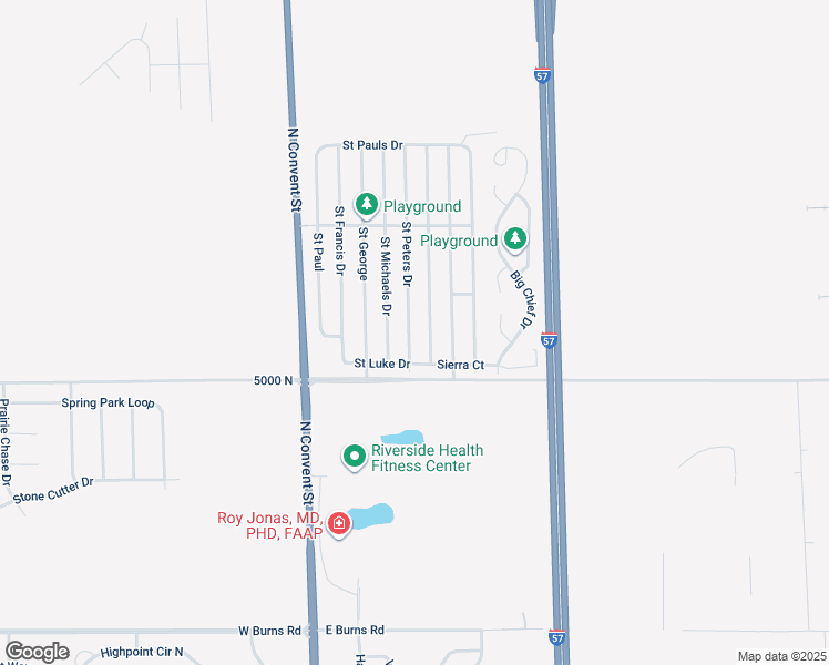map of restaurants, bars, coffee shops, grocery stores, and more near 15 Saint Peters Drive in Bourbonnais