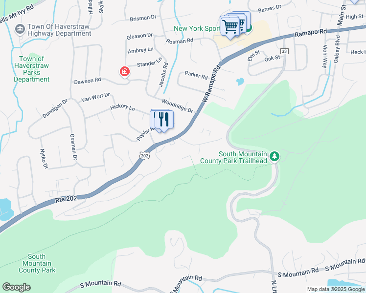 map of restaurants, bars, coffee shops, grocery stores, and more near 9 Highview Way in Pomona